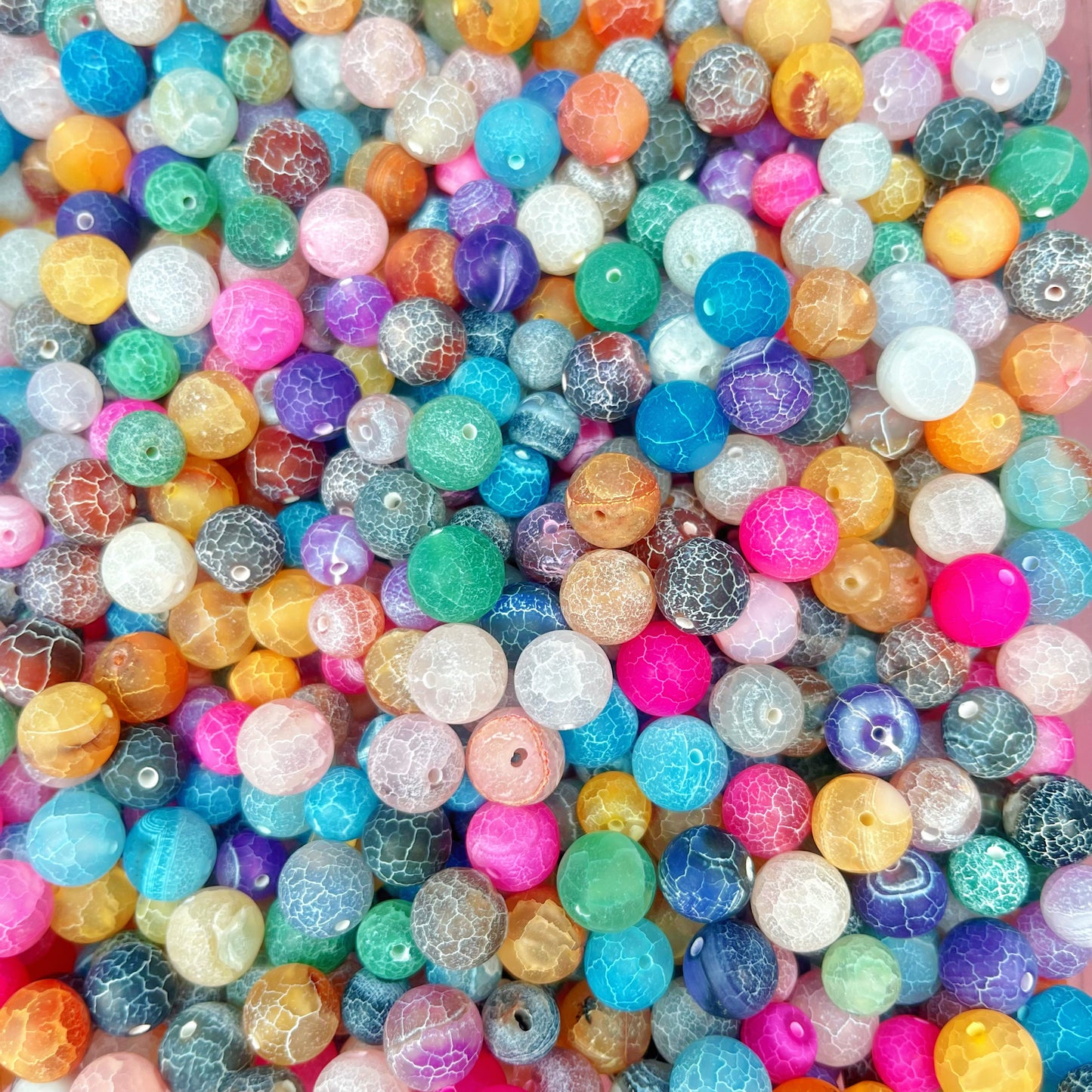 Natural Stone - Frosted Crackled Rainbow Agate