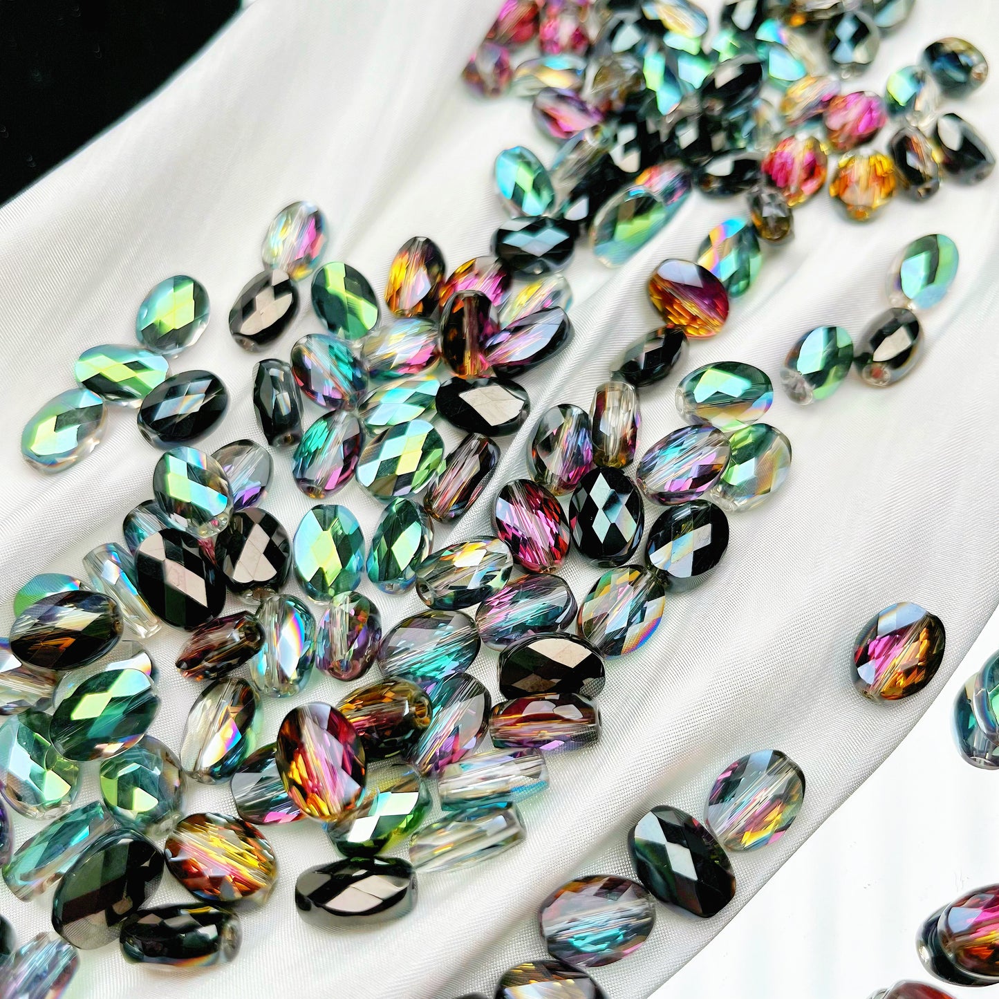 Oval Faceted Flat Beads - Electroplated